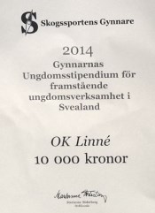 Diplom från Skogssports gynnare utdelat i samband med 5-dagars i Skåne