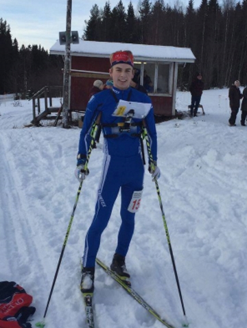 Olle Grywenz vid skidorienteringstävlingen i Harsa.